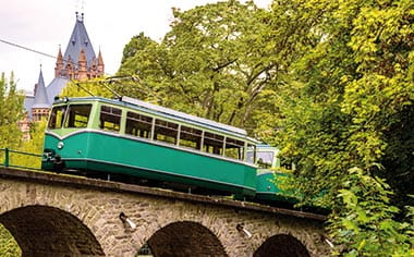 The Drachenfelsbahn historic rack railway in Königswinter, Germany